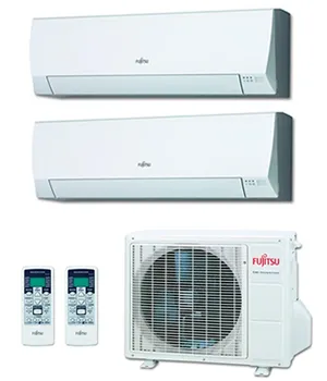 Fujitsu Multisplit 2x1: unidad interior, unidad exterior y mando