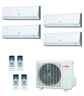 Fujitsu Multisplit 4x1: unidad interior, unidad exterior y mando