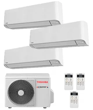 Toshiba Multisplit 3x1: unidad interior, unidad exterior y mando