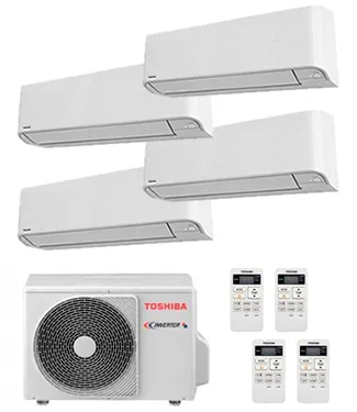 Toshiba Multisplit 4x1: unidad interior, unidad exterior y mando